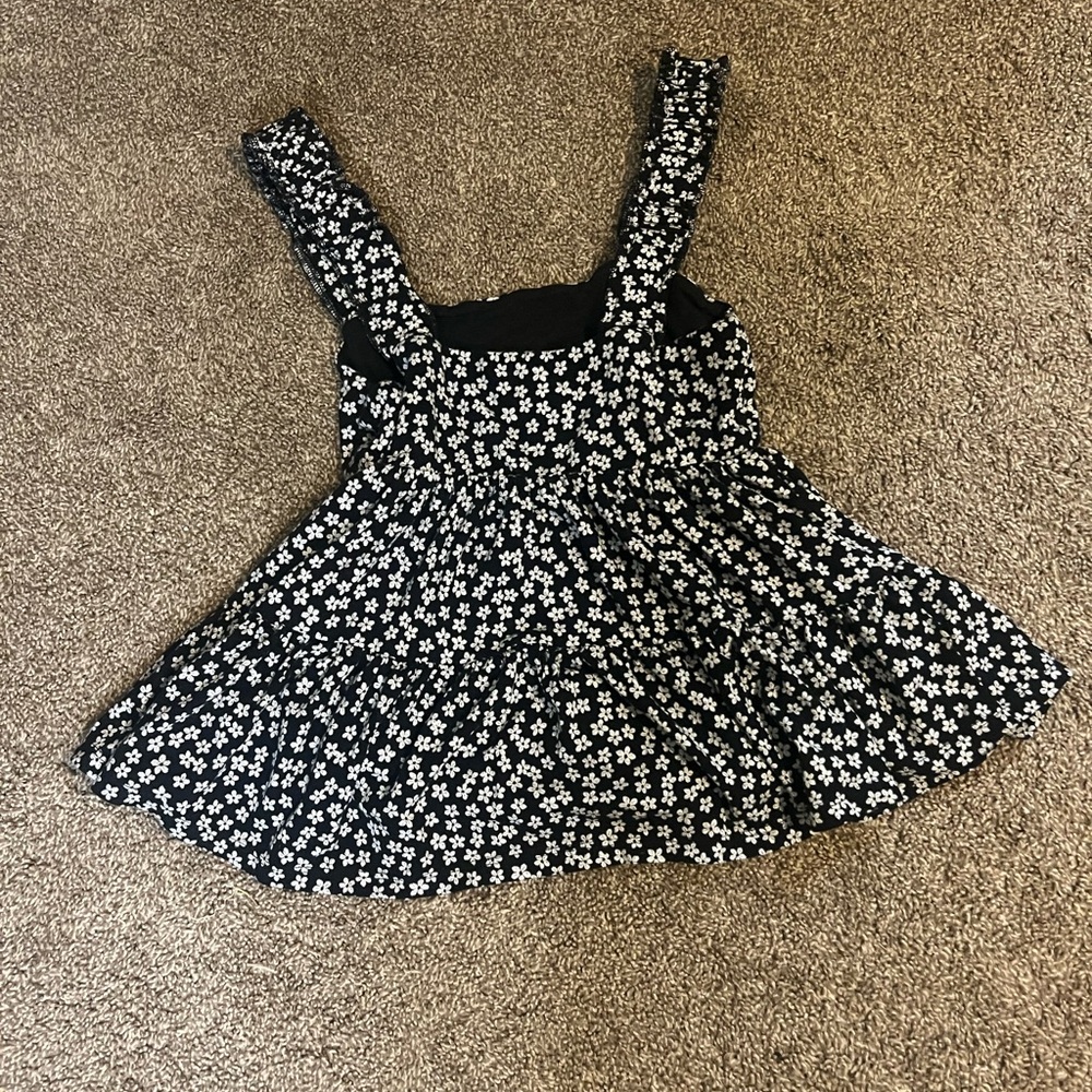SO Floral Black and White Sleeveless Babydoll Top Sz Medium - Picture 2 of 4